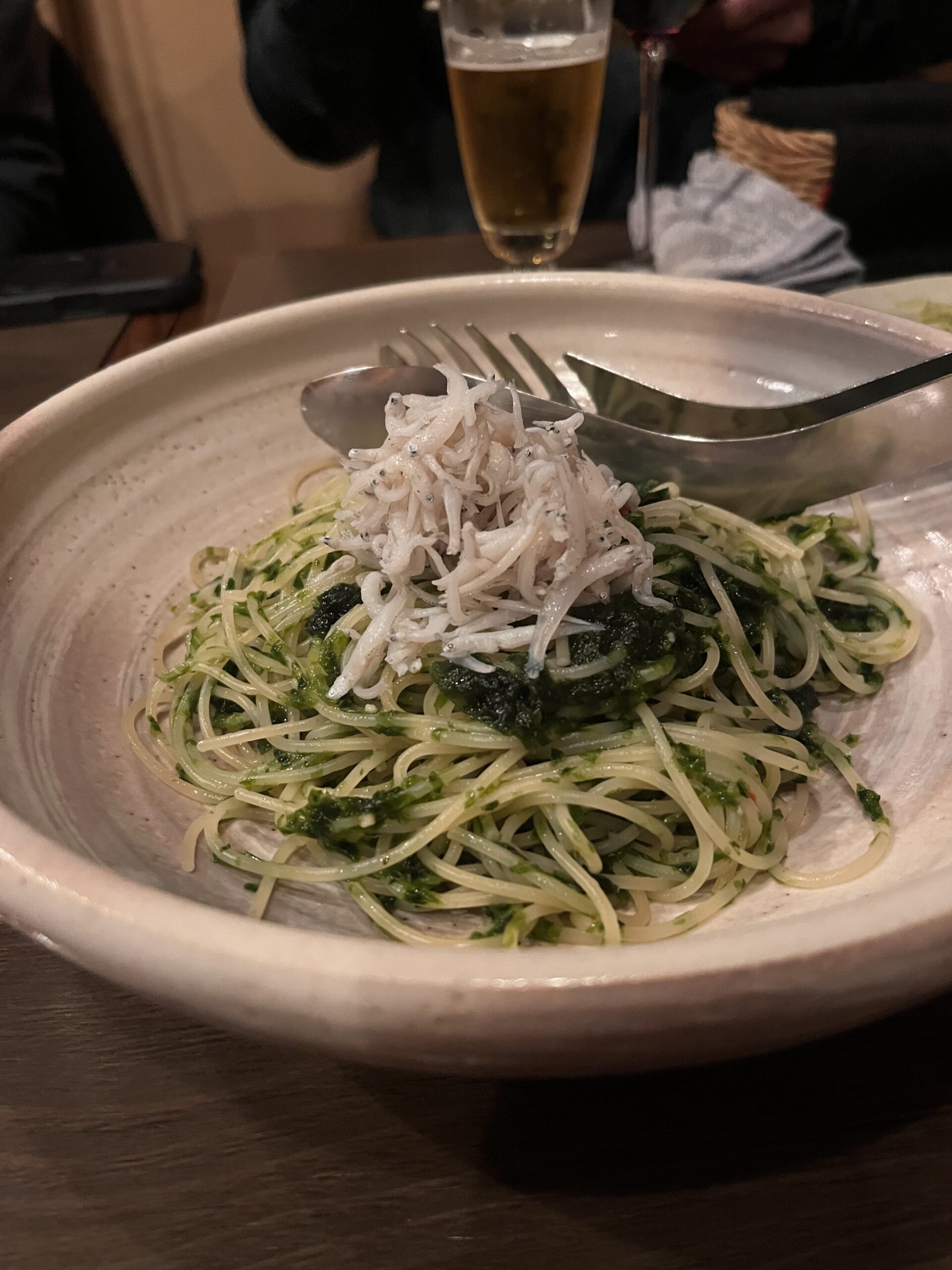 レザンのしらすと青のりのパスタ